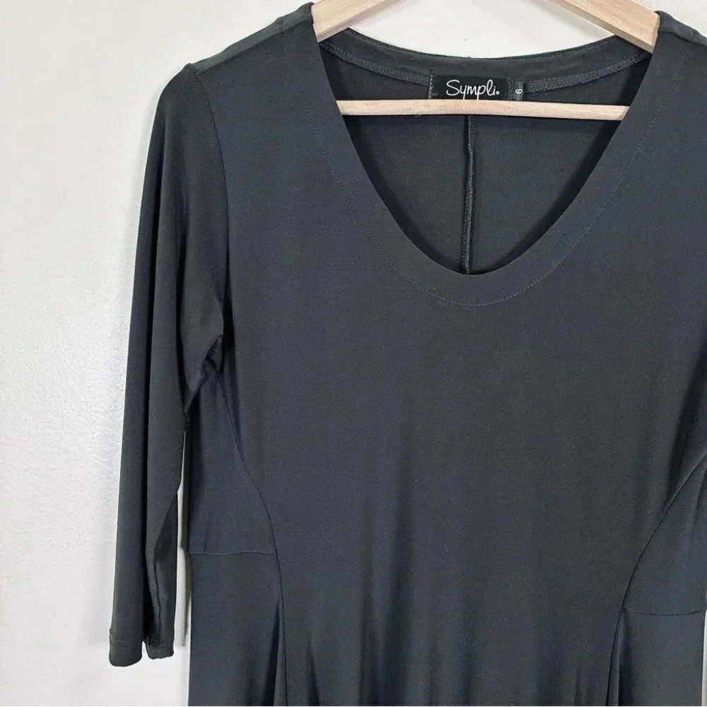 Sympli Hi Low Assymetric Three Quarter Sleeve Tunic  Grey Sage - Picture 10 of 16